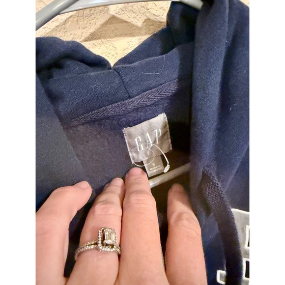 Gap VintageSoft Arch Logo Hoodie Men's S Tapestry Navy Blue Fleece Pullover - Picture 3 of 10